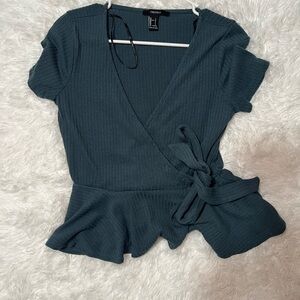Forever 21 Dark Green Wrap Top